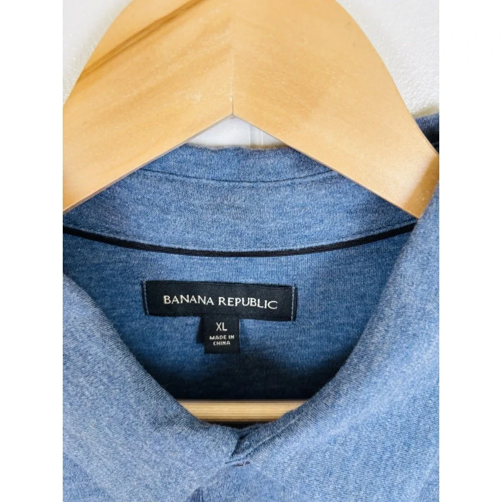 NWT Banana Republic Men's XL Luxe Touch Performance Polo Shirt Blue Cotton‎